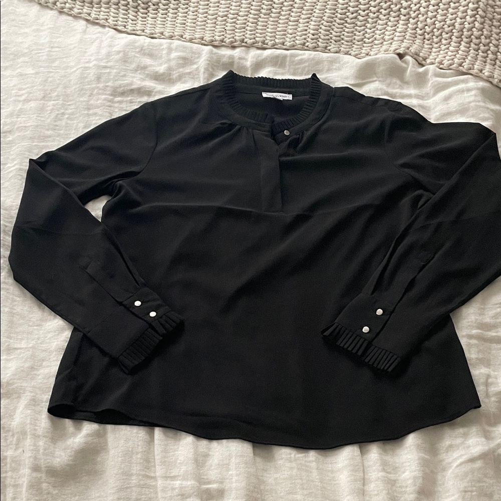 Calvin Klein Black Blouse with Button Details